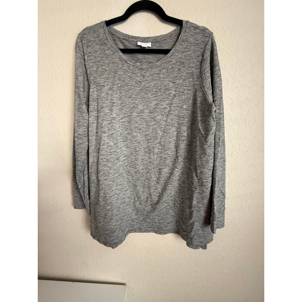 Pure Jill Gray Long Sleeve Top Size L Pima Cotton Tencel Modal Blend Lightweight